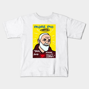 Saint Pio pop folk art Kids T-Shirt